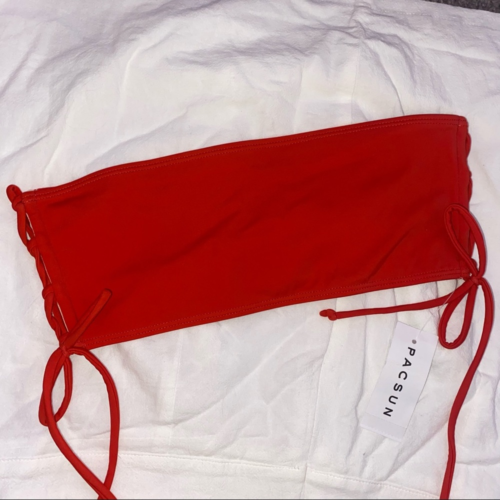 NWT Pacsun Red Tie Up Bandeau Bikini Top